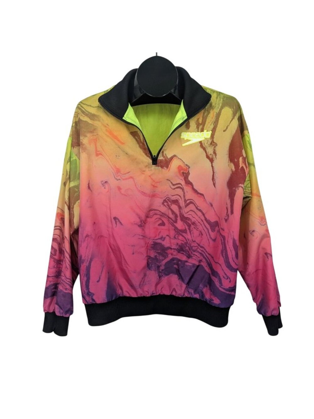 Speedo Y2K Neon Quarter Zip Windbreaker Pullover Reversible Mesh Techwear Medium